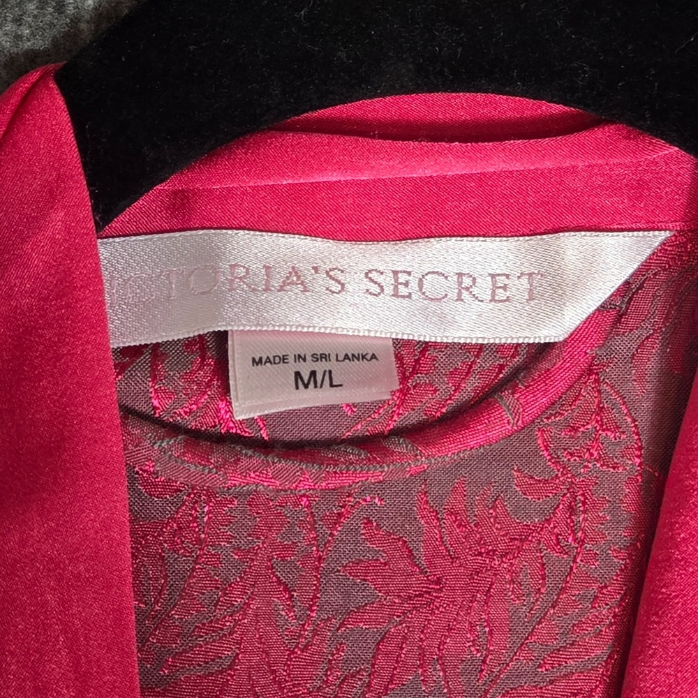Victoria's Secret Women's Floral Hot Pink‎ Satin Tie Belt Robe Size M/L Sexy - Picture 4 of 11